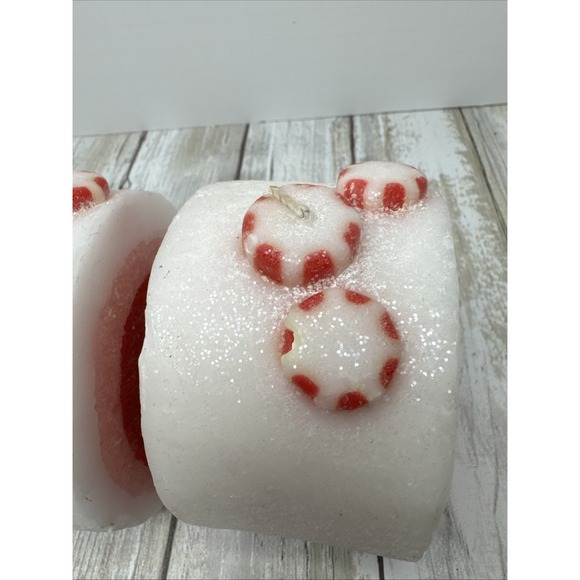 2Threshold Candle Figural Christmas Peppermint Candy Rolls Winter Glitter Dusted - Picture 7 of 12